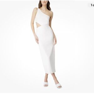 Bardot midi dress with cutout